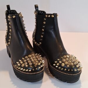 Cape Robbin Black Platform Chelsea Boots with Gold Studs